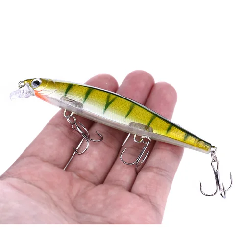 Imagen 2 del producto 10 unidades de señuelos Minnow suspendidos de 11 cm y 13 g, Jerkbait láser de lanzamiento largo, Wobbler artificial con ojos 3D para pesca de lubina, lucio y lucioperca
