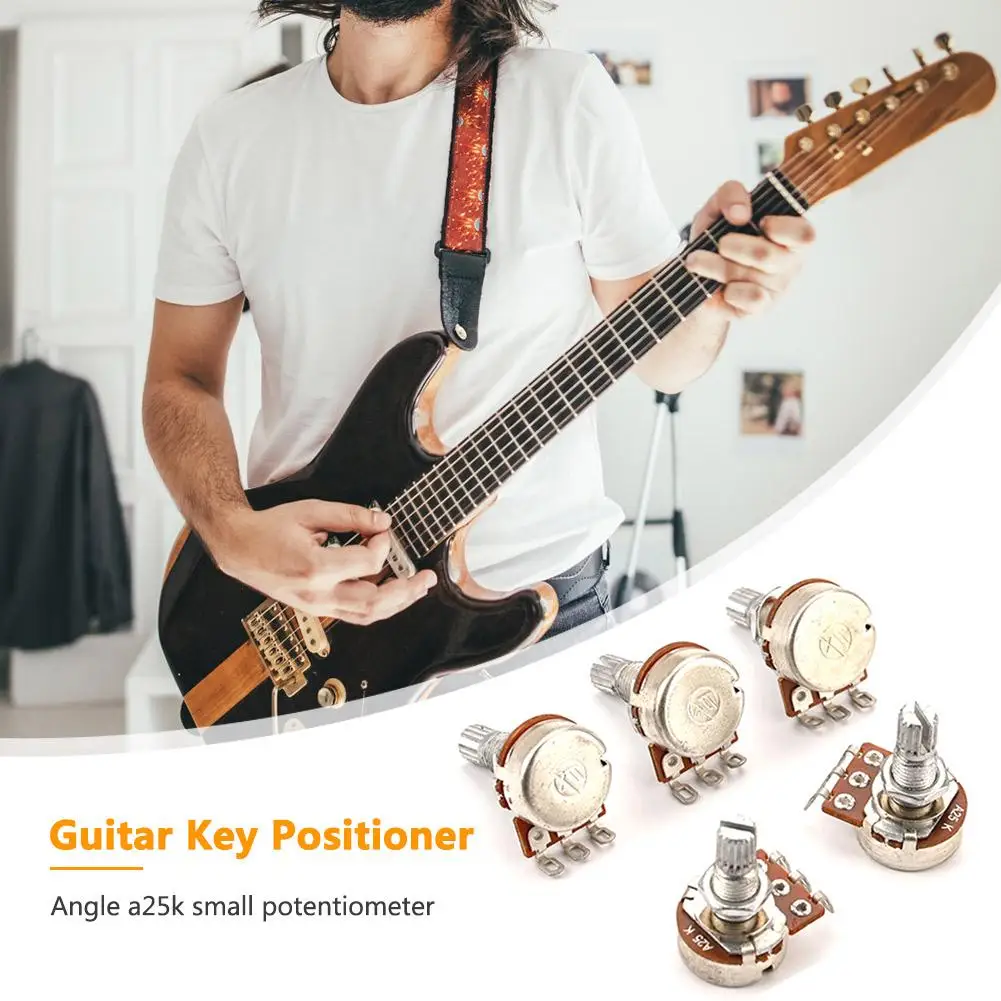 1/5Pcs Guitar Potentiometer A25K A500K B500K A250K B250K Potentiometer Splined Small Pot Electric Guitar Bass 18mm Shaft Parts