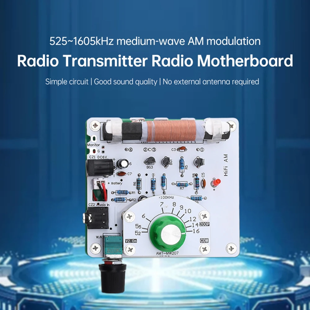 

525~1605kHz MW AM AM Radio Transmitter DIY Circuit Board Amplitude Modulation Radio Transmitter Ore radio Mother Board 6V