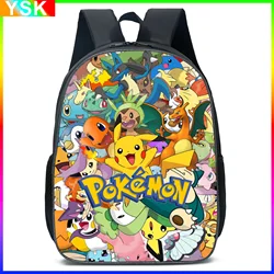 Pokemon Kids School Backpack Storage Bag Kawaii Pikachu Anime Figures Student  Boy And Girl Toys Mochila zipper shoulders