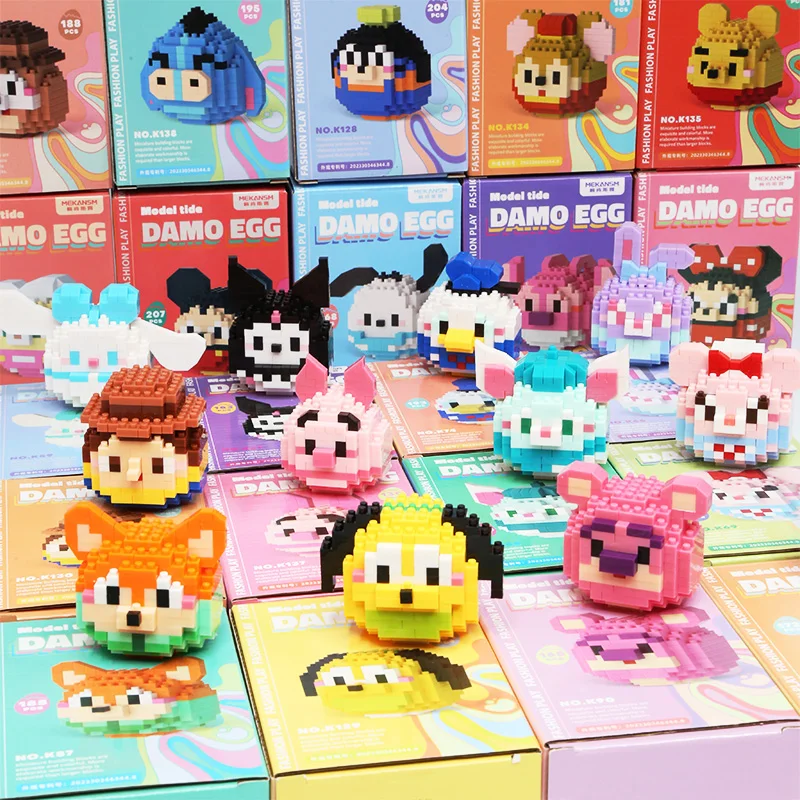 Disney 108 Style Stitch LinaBell Hello Kitty Building Blocks Princess Cartoon Figrues Bricks Children's Assembly Toys Model Gift