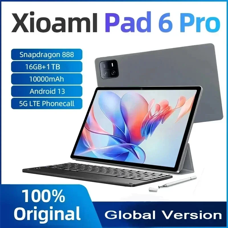 

2024 Pad 6 Pro Global Version Оригинальный планшетный ПК Android 13 Pad 6 Pro Snapdragon 888 16 ГБ 1 ТБ 5G Dual Wi-Fi 10000 мАч 4K Tablet