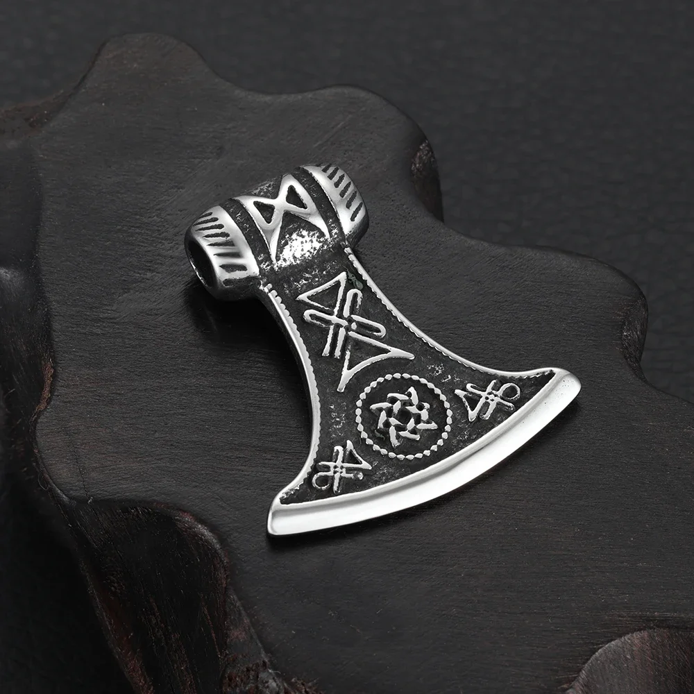 Stainless Steel Viking Axe Pendant for Necklace DIY Accessories Pendants Findings Jewelry Making Supplies Vintage Hole 4mm