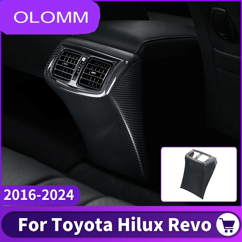 Rear Air Vent Outlet Panel Carbon Fiber Texture Anti-Kick Interior Accessories For Toyota hilux Revo Pickup Truck 2024-20216