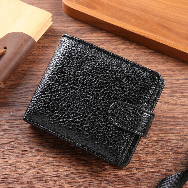 Fashion Men's PU Leather Wallet Casual Two-fold Short Thin Wallet Women's Multi-Card Change Pocket Short Wallet billetera
