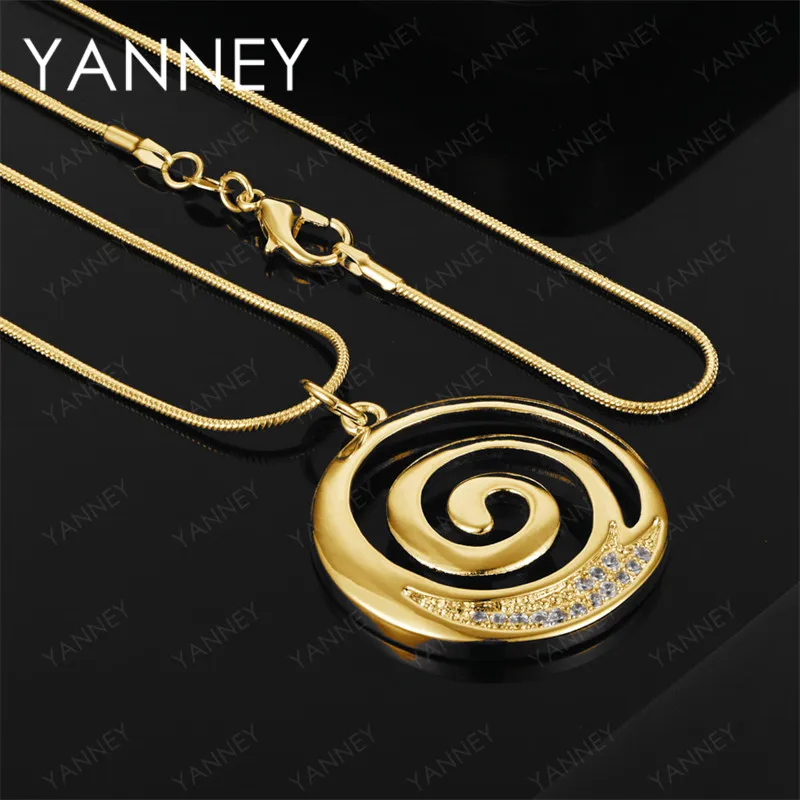 

925 Sterling Silver 18K Gold 16-30 Inch Exquisite Round Pendant Necklace Women's Wedding Party Accessories