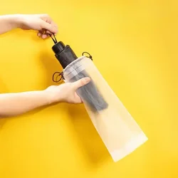 Collapsible Umbrella Storage Waterproof Bag Wet Carry-On Bag Reusable Umbrella Cover for Travel Translucent Drawstring Pocket