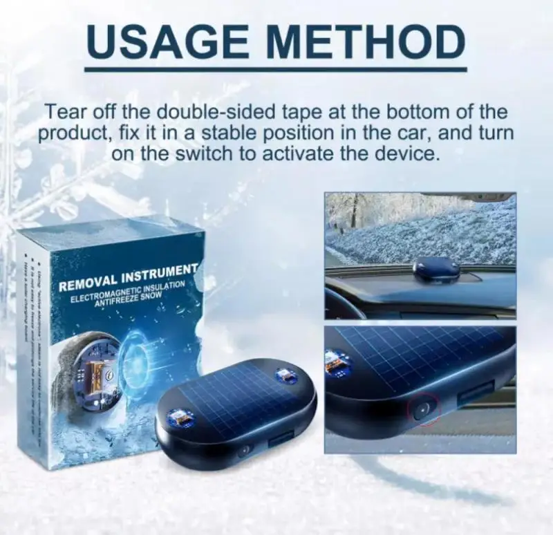 Car Window Anti-Freezing Tool Solar/USB Antifreeze Snow Removal Instrument Active Electrons Winter Deicing Device Car Defroster