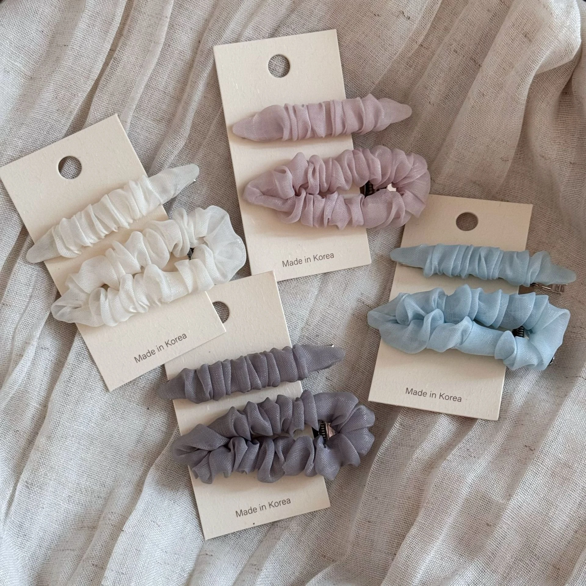 

French Elegant Hair Clips Set Organza Mesh Irregular Hair Pins Simple Bangs Clips Fashion Hair Accessories For Women