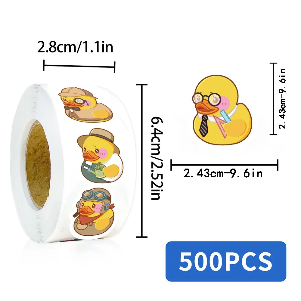 500PCS Rubber Yellow Ducks Stickers Skateboard Lovely Duck Pattern Birthday Gift Bags Water Bottle Laptop Motorcycle Decals