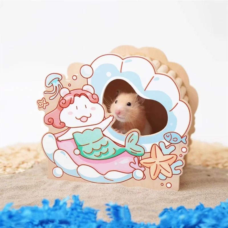 Cute Pirate Series Wooden Hamster House Small Animal Cage Landscaping Supplies Rat Accesorios Chipmunk Dwarf Mouse House