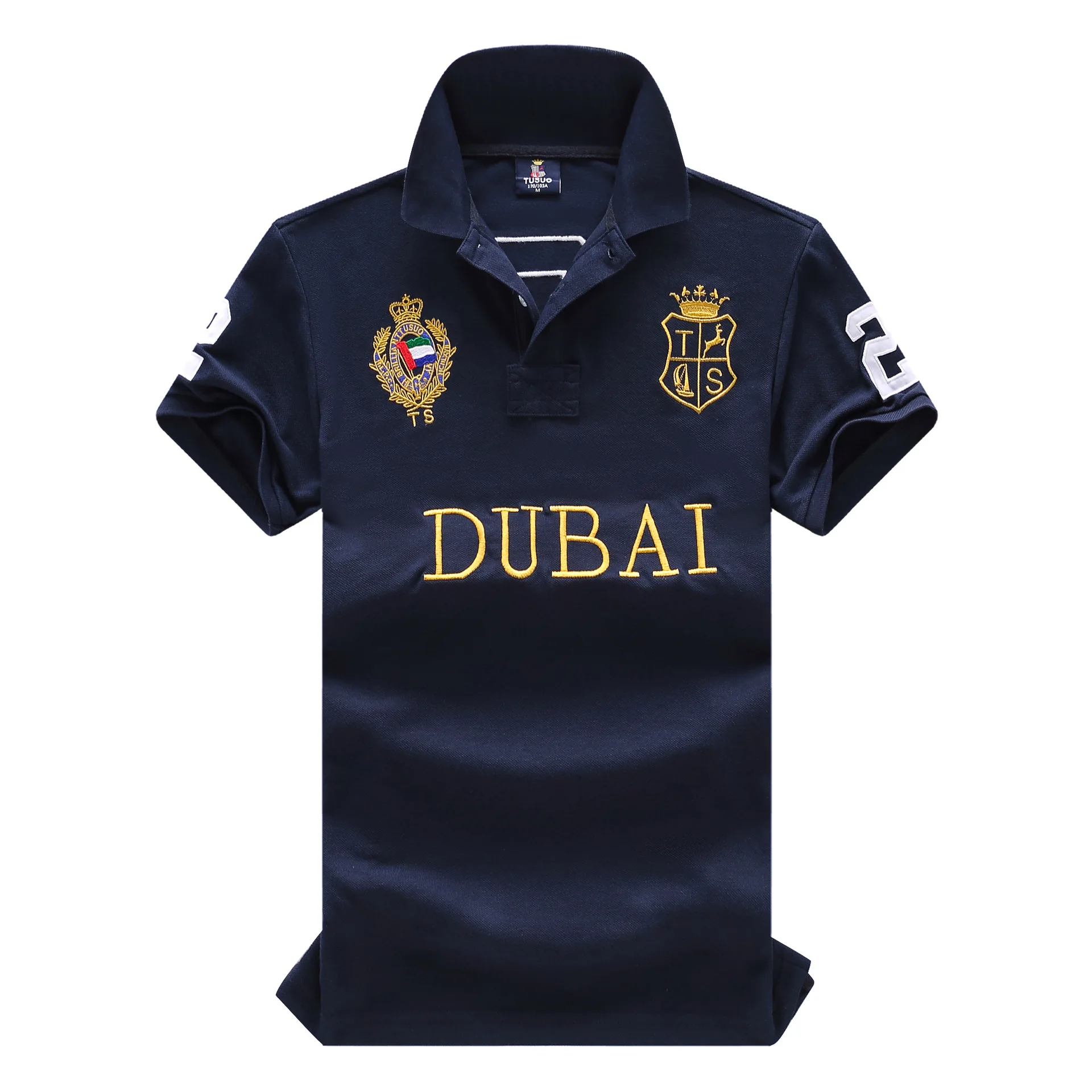 High Quality Men Polo Shirt Embroidery Dubai Casual Sports Foreign Navy Blue European Plus Size Short Sleeve Tshirts for Man