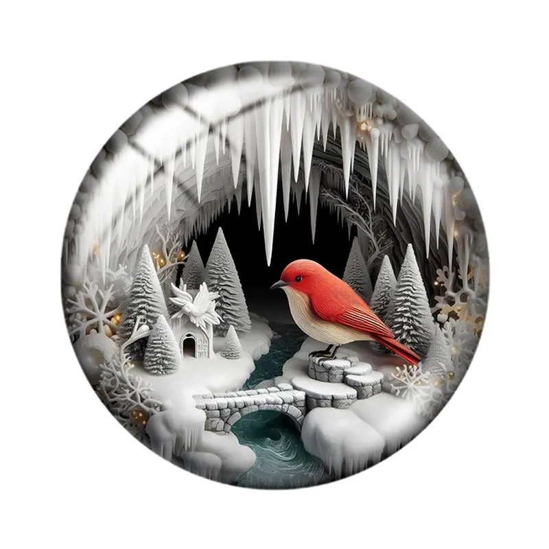 Winter Animals Christmas Bird 10pcs 12mm/18mm/20mm/25mm Round photo glass cabochon demo flat back Making findings