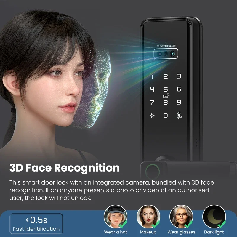 ttlock remote control 3d face recognition fingerprint  automatic safe digital Intelligent electronic lock for Seguro electrico