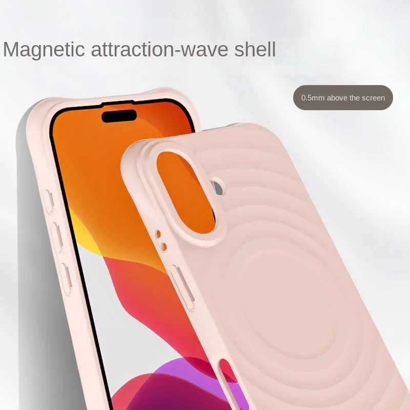 Magnetic Ripple Liquid Silicone for IPhone16 Case Solid Color IPhone15Pro Sheath 14