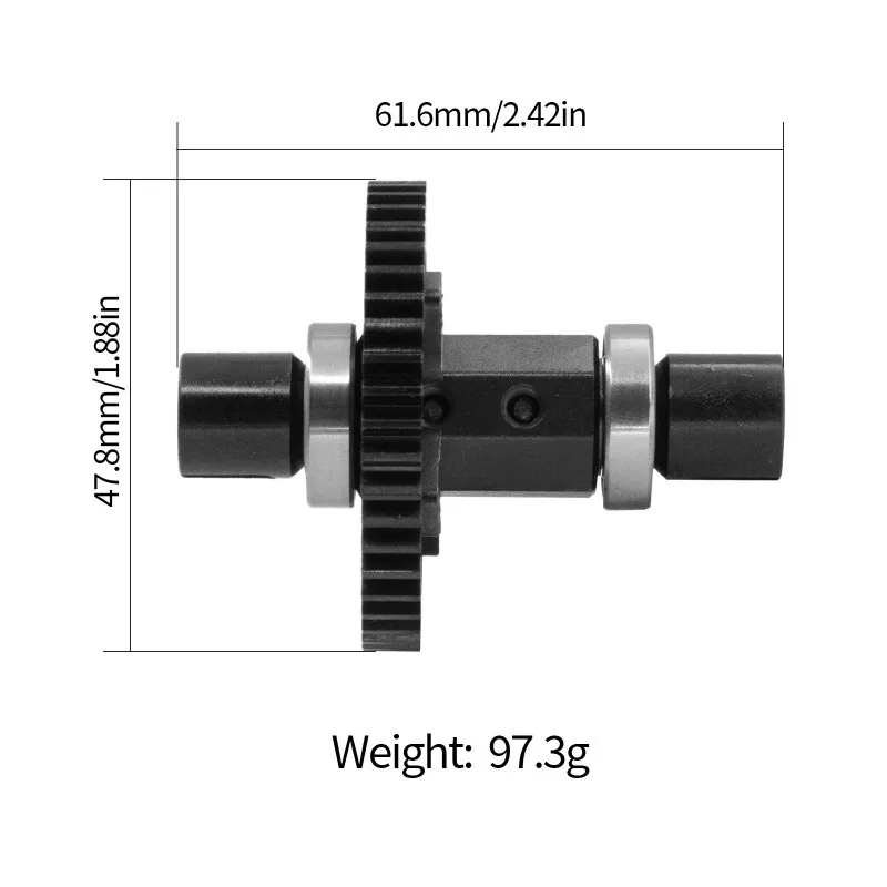 46T Tandwiel Gemonteerd Center Diff Rechte As-W195 Voor RC 1/8 4WD Traxxas Sledge RC Auto upgrade Onderdelen