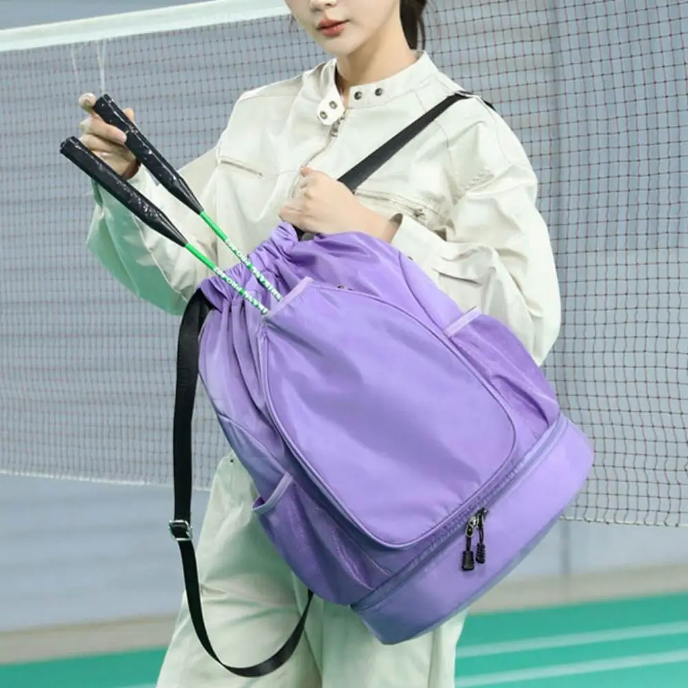 2 Rackets Tennis Racket Backpack Large Capacity with Shoes Pocket Gym Pack Adjustable Strap Waterproof Drawstring Fitness Bag