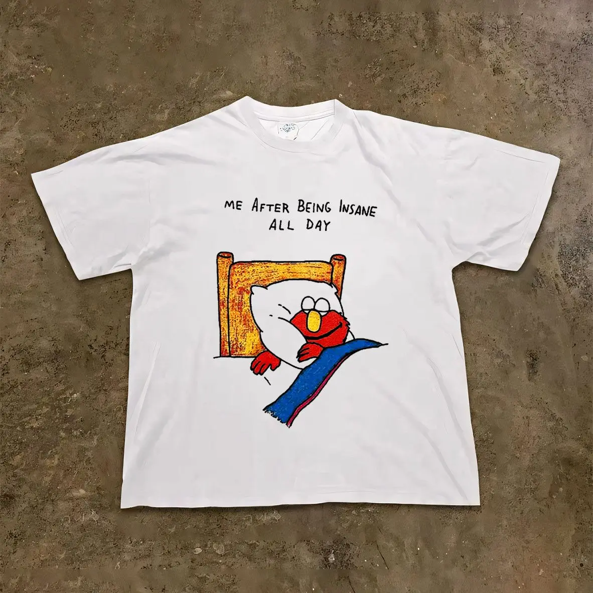 

Take A Good Rest. American Retro Short-sleeved Pure Cotton T-shirt with Cartoon Pattern Printing, Casual for Both Men and Women