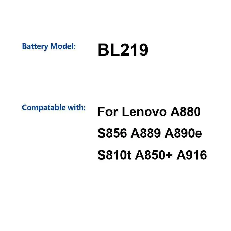 

BL219 Mobile Phone Battery For Lenovo A880 S856 A889 A890e S810t A850+ A916 2500Mah High Compatibility