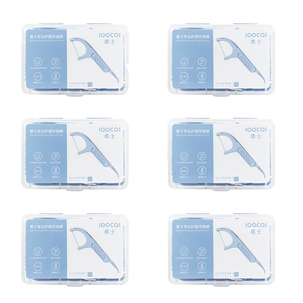 6 Box 300pcs SOOCAS Professional Dental Flosser Ergonomic Design Testing Food Grade-New/Old Versions Delivered Randomly