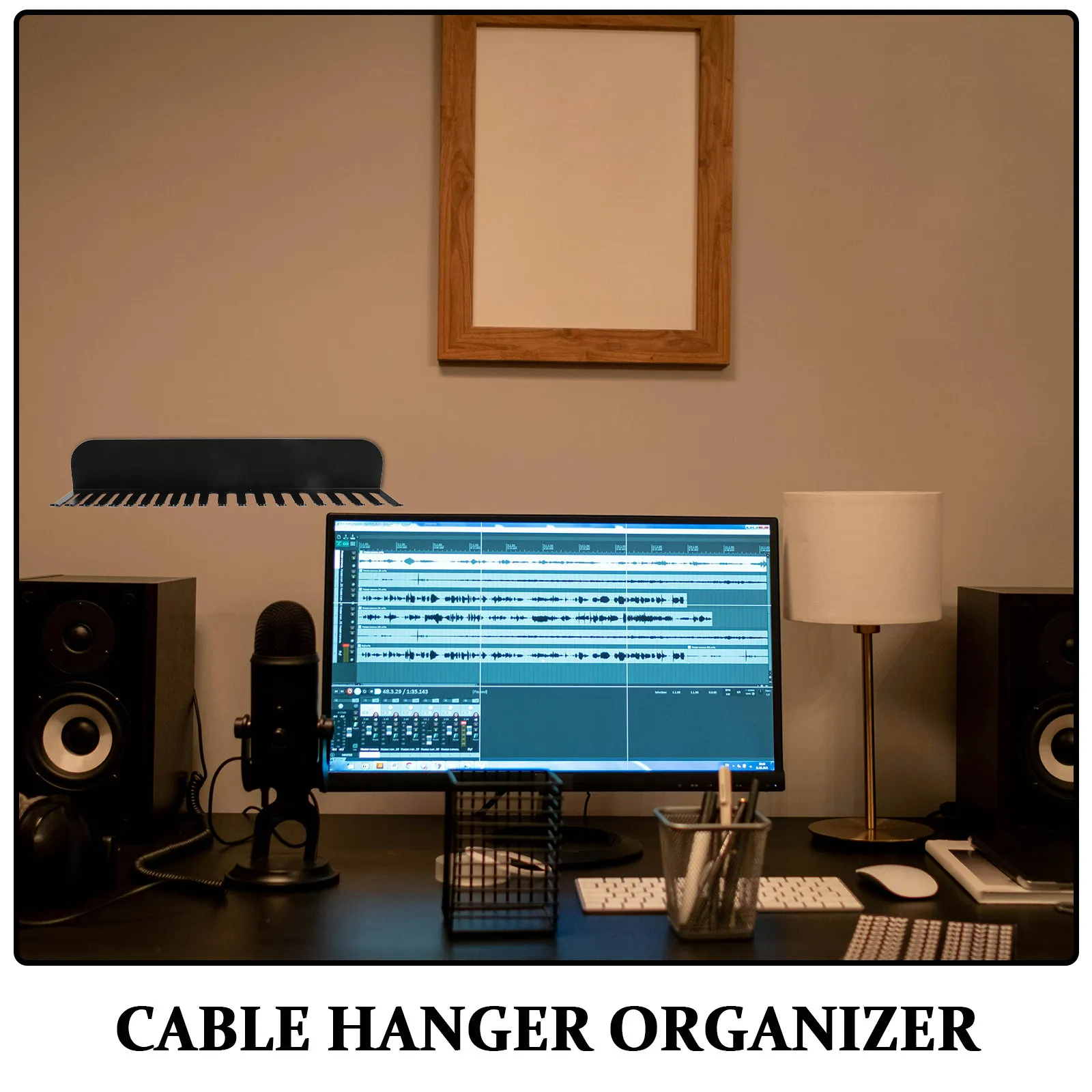 1Set Cable Hanger Organizer Wall Mountable Heavy Duty Metal Rack 20 Slots Cable Holder for Office Studio Desk Workshop Cord