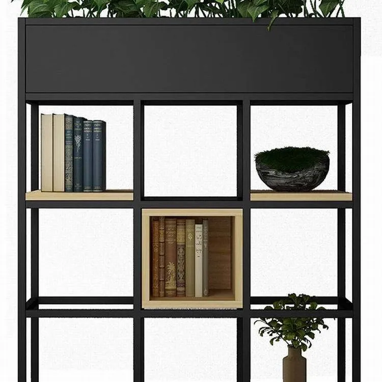 Nordic wrought iron partition rack floor-to-ceiling office screen flower stand modern simple green plant solid wood