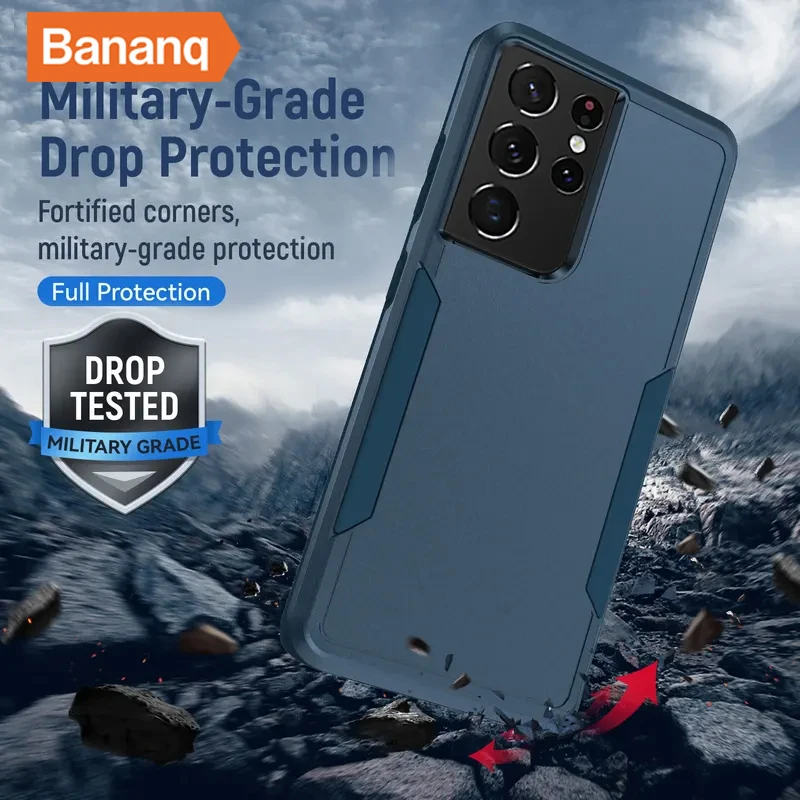 Bananq Shockproof Rugged Armor Case For Samsung S25 S24 S23 S22 S21 Ultra Plus FE Cover For Galaxy A16 A06 A05S A15 A35 A55