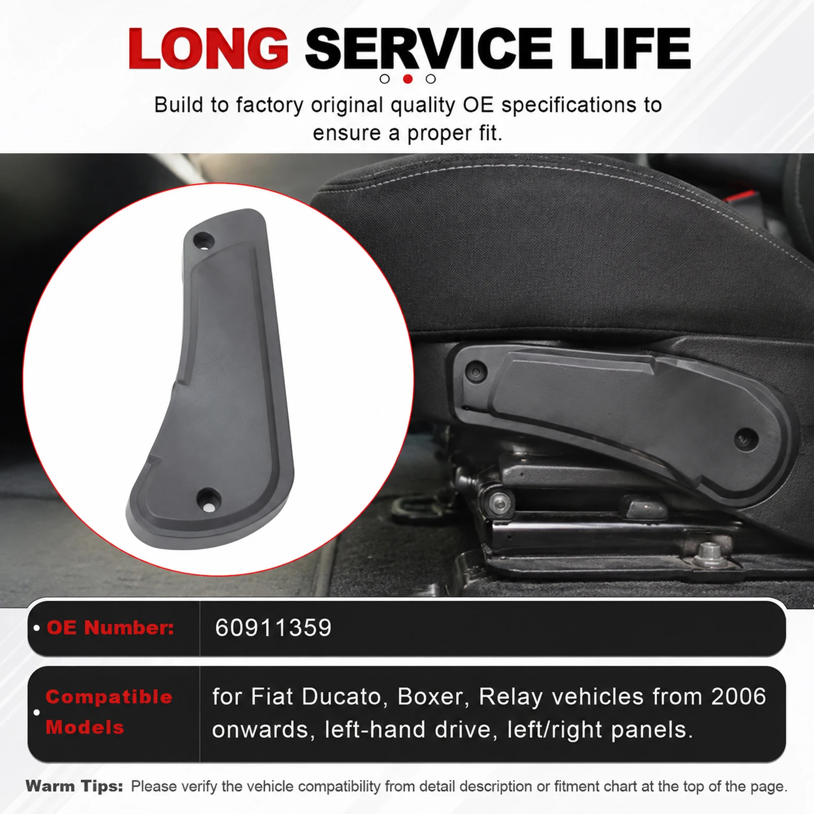 

Right / Left Panel Of The Left Driver's Seat Of The Car 60911359 / 60911360 For Fiat Ducato For Boxer For Relay 2006-Onwards