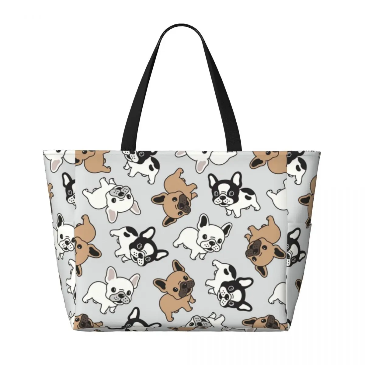 Custom Frenchie French Bulldog Beach Tote Bag for Women Extra Large Gym Carry On Dogs Lover Travel Shopping Bags