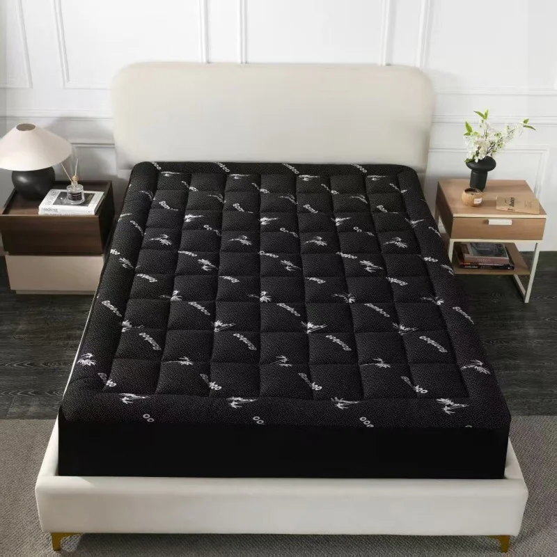 Bamboo Quilted Mattress Topper 360 Around Fitted Thicken Deep Pocket Soft Mattress Protector Pad for Home Hotel Queen 152*203cm