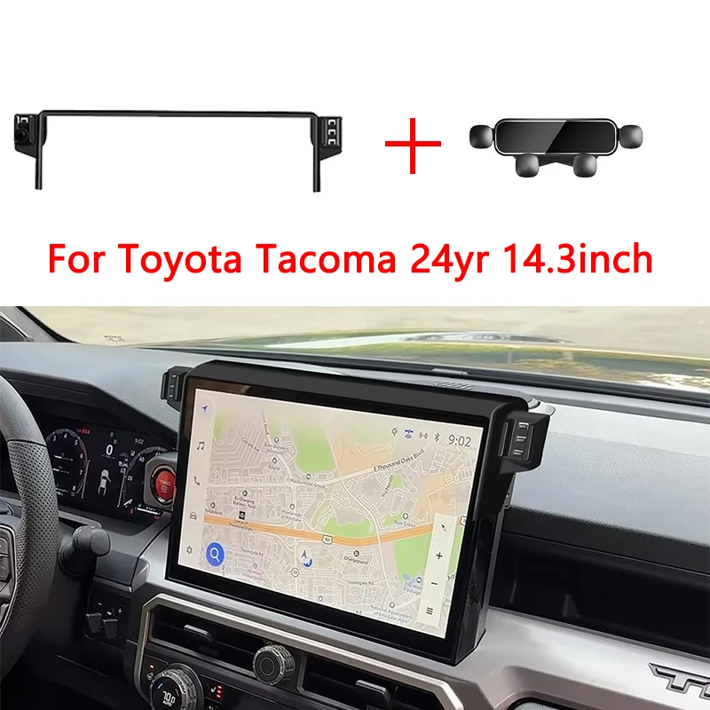 For Toyota Tacoma 14.3inch 2024 Car Navigation Screen Phone Holder Magnetic New Energy Wireless Charging Rack Base