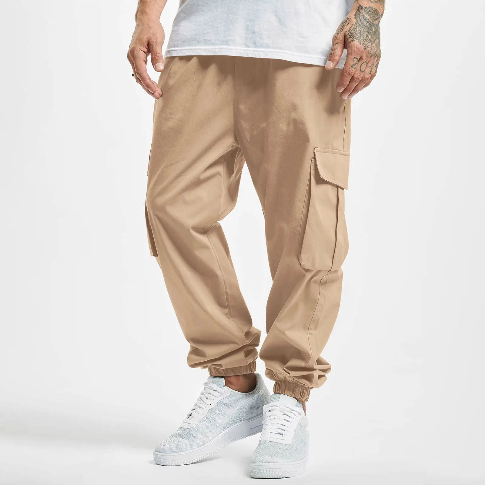 

Men All Season Fit Pant Casual All Solid Color Pocket Trouser Fashion Overalls Beach Straight Leg Fitness Sports Pockets Pant