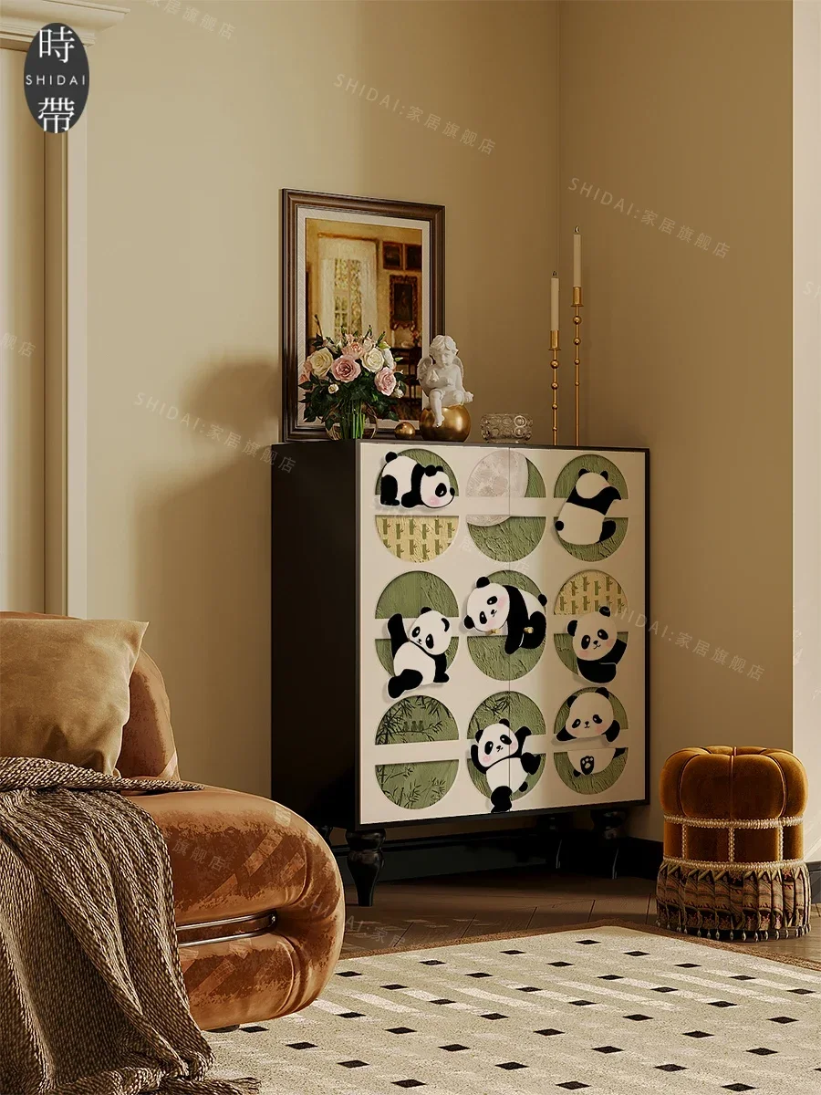 Modern Cream Style Double-Door Home Installation-Free Living Room Storage Locker