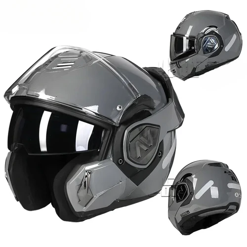 풀 페이스 플립 업 헬멧, 오토바이 모듈러 더블 바이저 헬멧, 내장 렌즈 ECE Capacete Moto Casco Casque 