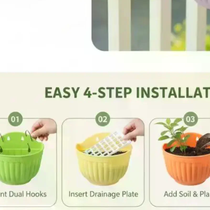 Colorful Semicircular Wall Mount Flower Pot Hanging DIY Plant Rack Non-Toxic for  Herb Home Garden Decor