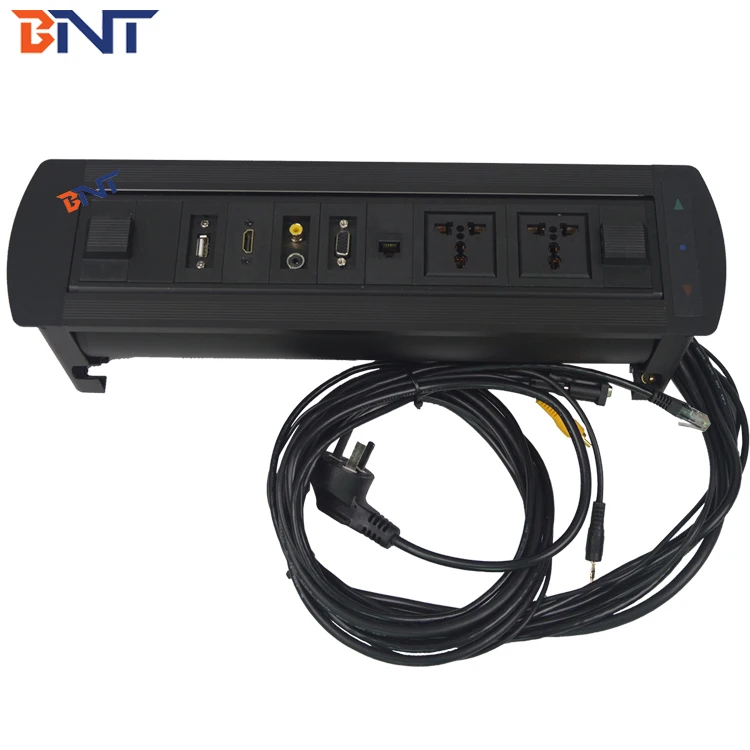 smart office use electrical flip up connection box tabletop power socket with 1.5M power cores