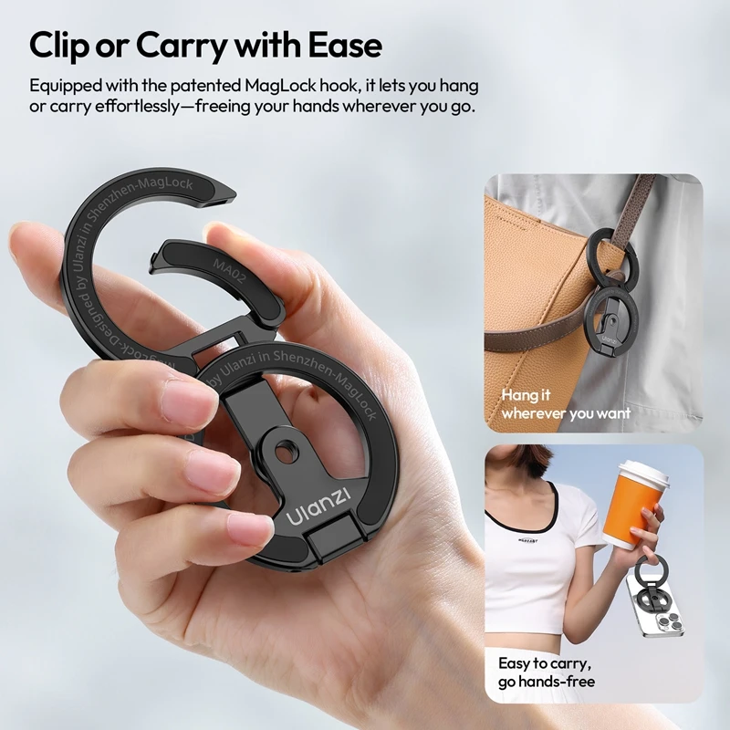 Ulanzi MA02 MagLock Dual Magnetic Phone Stand Slim Foldable Design for Gym Refrigerator Vlogging Shots Smartphone Livestreaming