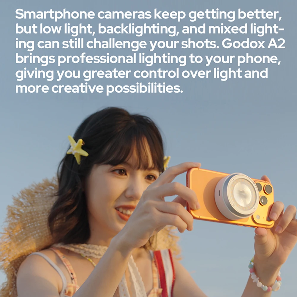 Godox A2 Smartphone Xenon Flash GN15 TTL HSS Magnetic Flash Light Support NFC & Bluetooth Connectivity for Selife Photography
