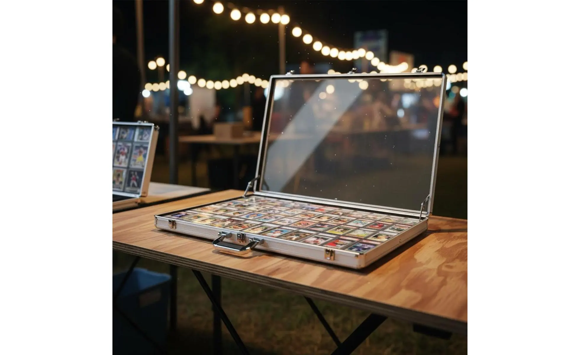 Lockable Collector's Briefcase Scuff-Resistant Lining Trading Card Display Case Aluminum Frame Display Box for Vendors