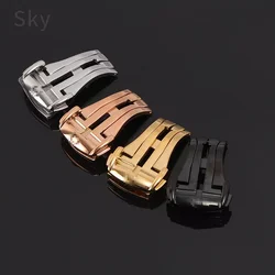 For Omega Watchband Butterfly Flying Seahorse 300 Super Watch-Buttom Stainless Steel Folding Buckle Replace Accessories