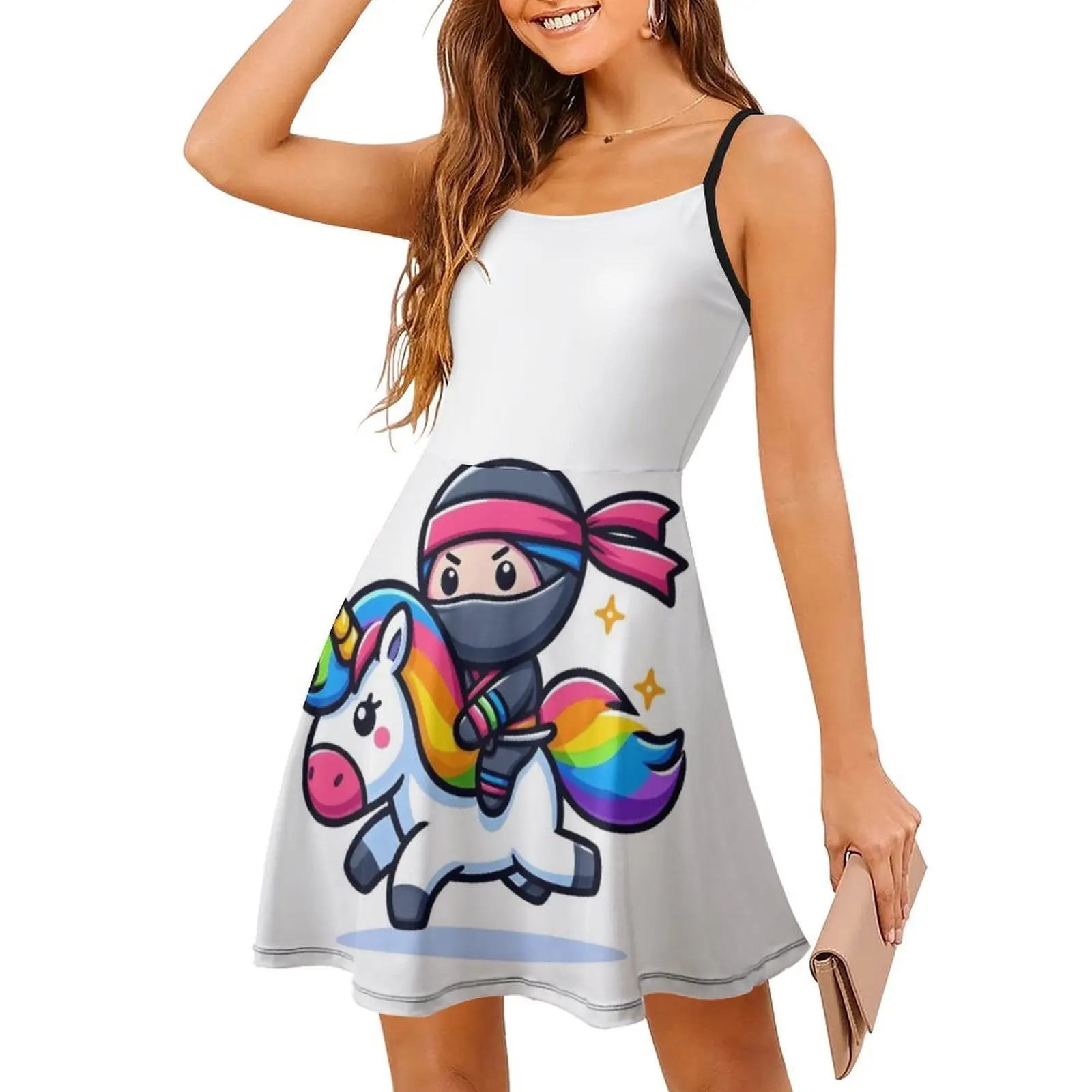 Kawaii مع وشاح قوس قزح البوهيمي بلا أكمام فستان متعدد المطبوعات عطلة الشاطئ فستان الحفلات Kawaii أفضل عيد الحب لصديقتك #3