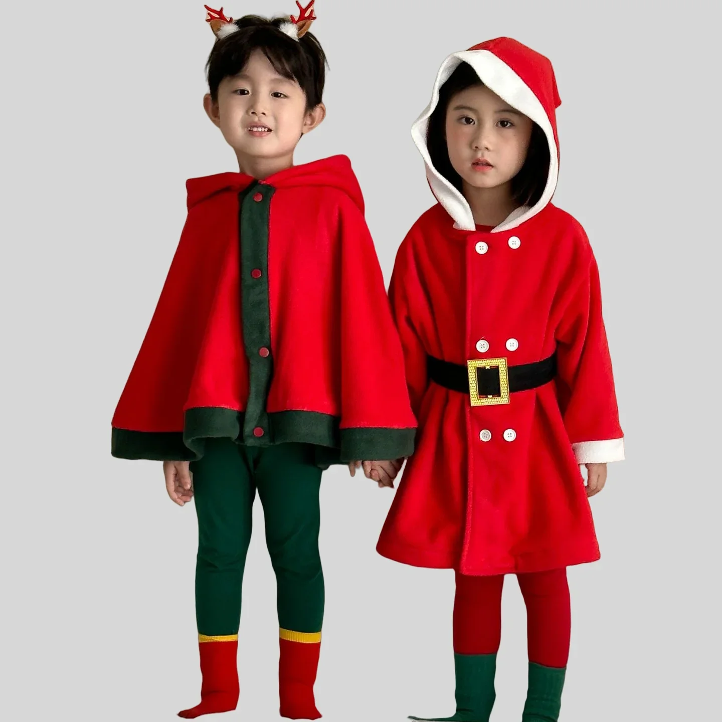 

Christmas Costume Winter Warm Boys Girls Clothes Fleece Cape Cloak Dress with Hood Xmas Performance Outfit for Party