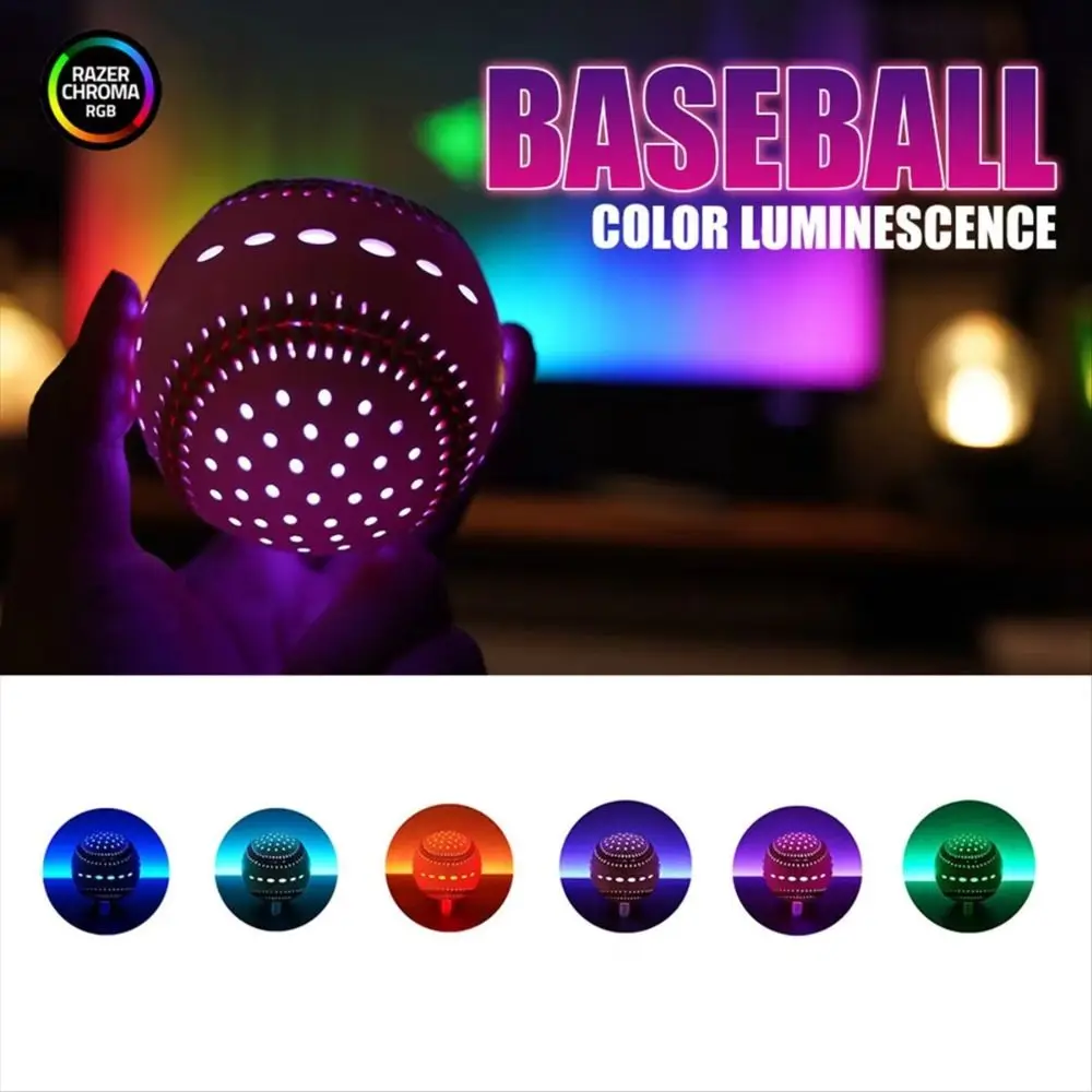 

6 Colors LED Glow Baseball RGB Faux Leather Glow Baseball Toy High Brightness 2 Shining Modes Simulation Baseball Toy Gift