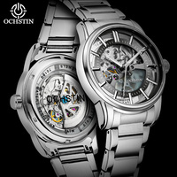 OCHSTIN New Stainless Steel Waterproof Mens Skeleton Watches Top Brand Luxury Transparent Mechanical Sport Male Wrist Watches