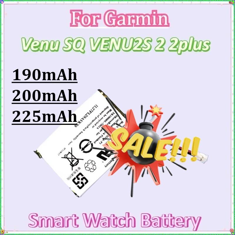 

For Garmin Venu SQ VENU2S 2 2plus for Smart Sports Watch Batteries New Battery 190mAh 200mAh 225mAh