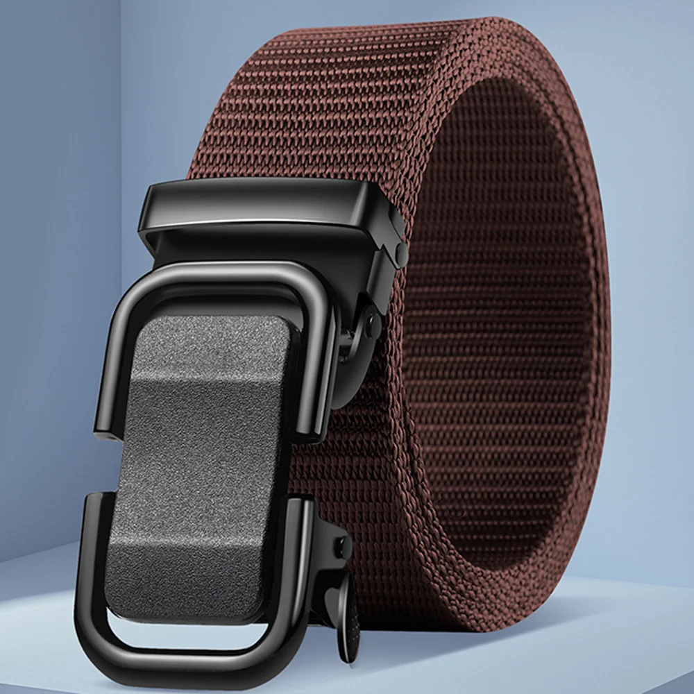 Męski pasek z automatyczną metalową klamrą, nylonowy pasek z płótna, pasek roboczy outdoorowy, nylonowy pasek z klamrą zatrzaskową.