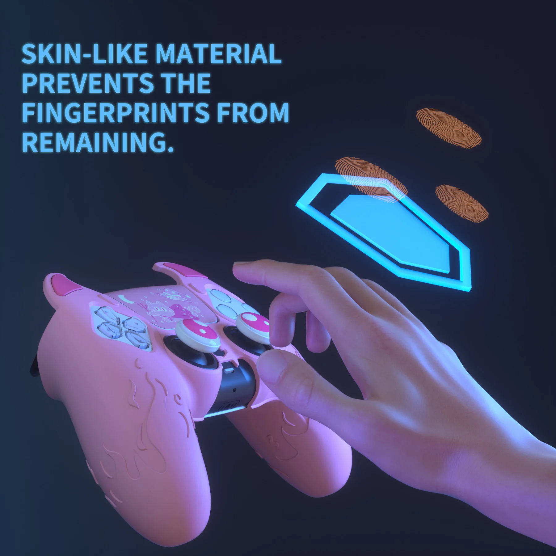 PlayVital Cute Demon Controller Funda de Silicona para ps5, Funda de Controlador Kawaii Protector de Piel para Gamepad para ps5 - Rosa