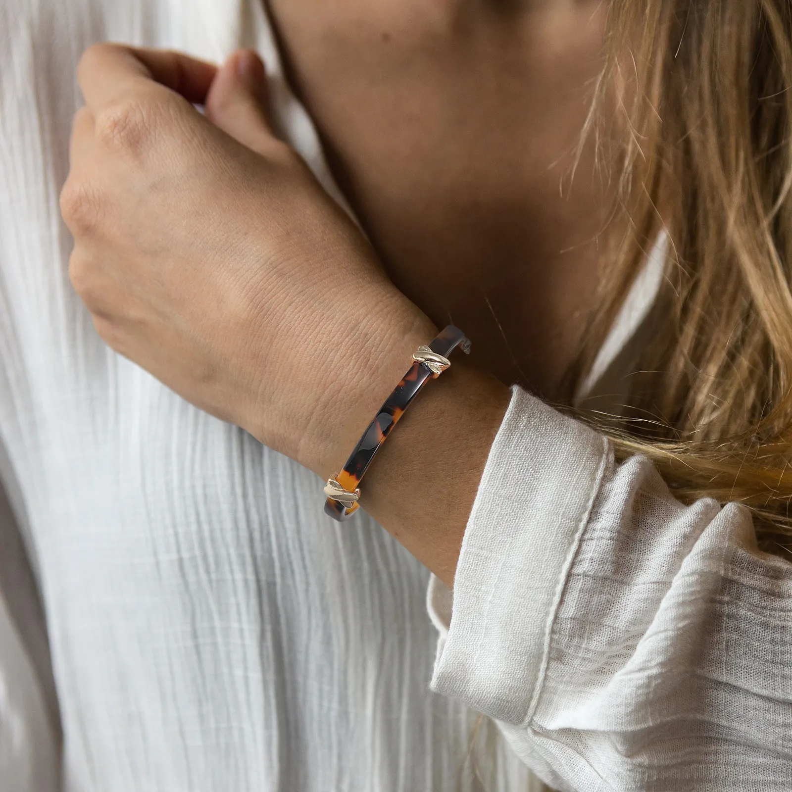 Amber Acrylic Bangle Bracelet, Classic Design for Women