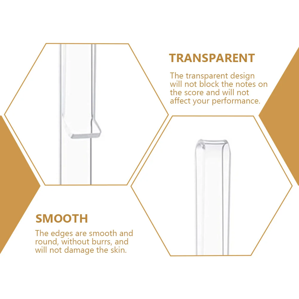 

2Pcs Music Note Clamp Transparent Acrylic Sturdy Waterproof Durable Page Holder for Sheet Music Book Clip Score Clip