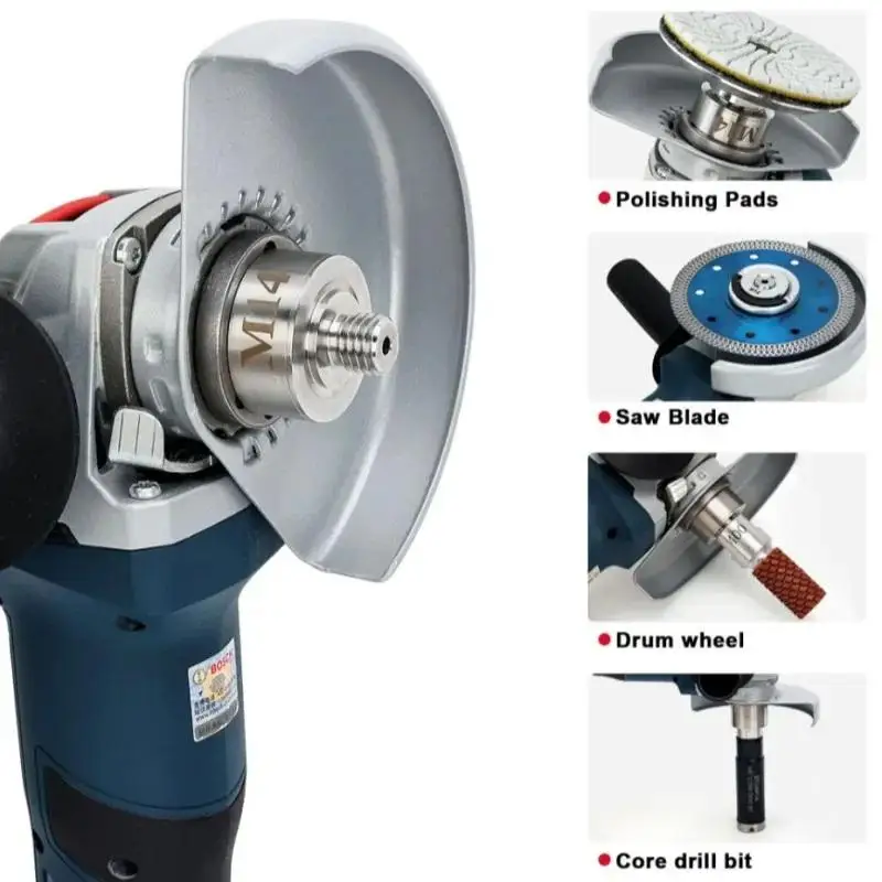 Actualice su amoladora angular con adaptador X-Lock; Discos de pulido y broca de núcleo compatibles con rosca M14 o 5/8"-11.